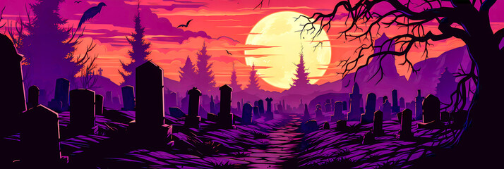Graveyard Chronicles: Eerie Scene Brought to Life in Illustration, Generative AI