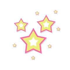 Yellow Pink Stars Decorative Element in Retro Style