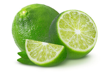 Limes on isolated white background.