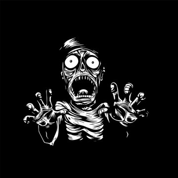 Zombie Rising From Grave Illustration
