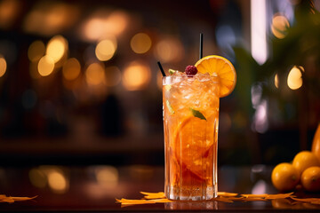 Food photography, close-up of Batida Cocktail, blurred background, high definition, tropical, yummy, beverage, alcohol. Ai generated Art.