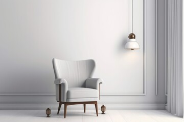 Mediterranean style room interior armchair with wall lamp