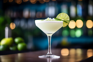 Food photography, editorial photography, close-up of Margaritha Cocktail, blurred background, ai generated, ai art.