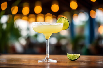 Food photography, editorial photography, close-up of Margaritha Cocktail, blurred background, ai generated, ai art.