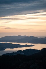 Mount Ulriken in bergen Norway at sunset in summer