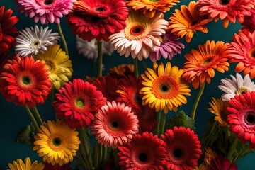 Beautiful gerberas, which are a special way to honor mothers on Mother's Day, shown with bright and lively colors.. Creative resource, AI Generated