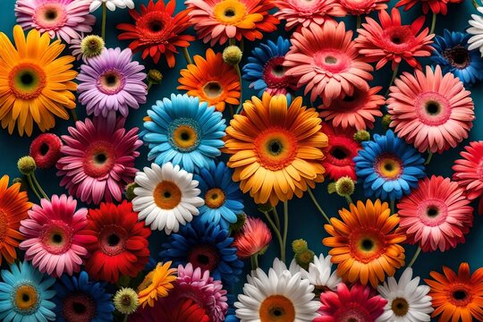 Gerberas are pretty flowers that are a great gift for moms on Mother's Day. They are vibrant and full of different colors.. Creative resource, AI Generated © DEER FLUFFY
