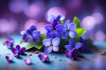 Gorgeous purple flowers, showing support for International Women's Day on March 8th, are presented with a vibrant and slightly unfocused background.. Creative resource, AI Generated - Powered by Adobe