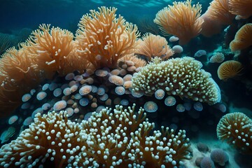 Naklejka na ściany i meble Macro Capture of Ocean Coral means using cameras, AI Generated