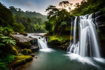 Fototapeta na wymiar waterfall in the forest generated AI