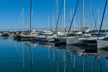 Yachts moored in harbour of Antibes, France