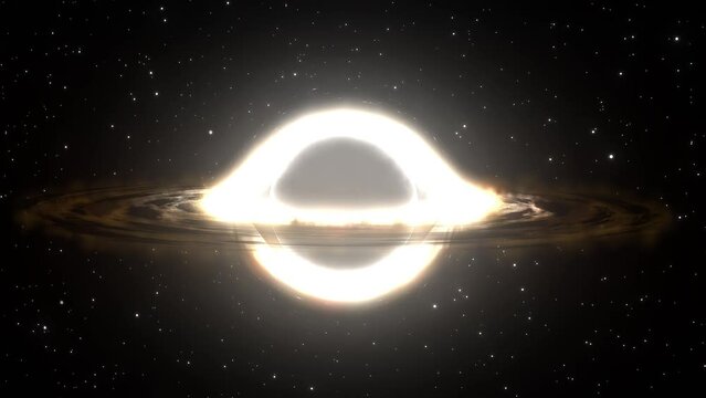 Supermassive black hole flies in the foreground against the background of a galaxy, a starry sky
