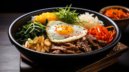 bowl of korean noodles with egg