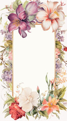 Floral Illustrations wedding invitation empty frame