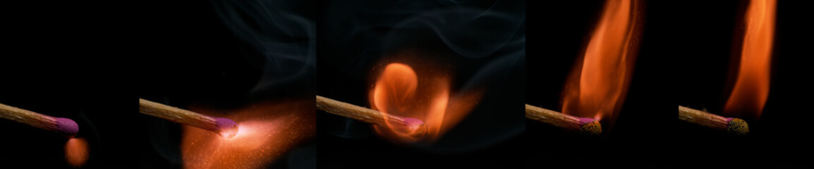 Igniting Match against Black background