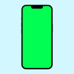 smartphone with green screen isolated for mobile apps mockup