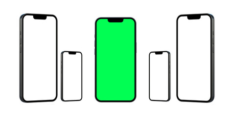 smartphone with green screen isolated for mobile apps mockup