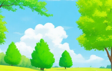 Obraz na płótnie Canvas landscape with trees and sky