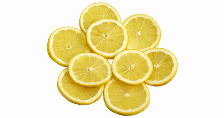 Yellow Lemon, citrus limonum against White Background