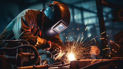 worker in welding workshop