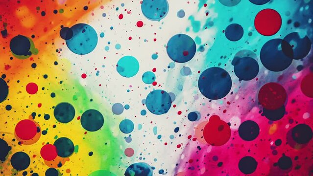 Abstract Art CMYK Print Ink Paint Splatter Dots Background Blending Motion Loop