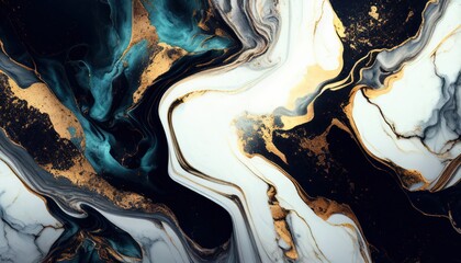Abstract dark natural stone marble texture with blue and gold, luxury surface background	
