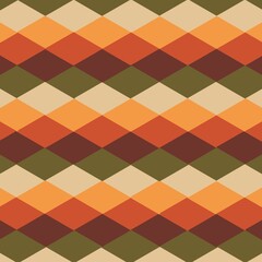 Abstract fall or autumn background concept with geometric pattern painted in simple texture design, hot red yellow orange brown and green colors of autumn season.