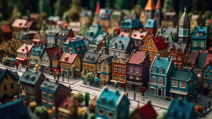 Obraz premium Toy village with many colored miniature houses.