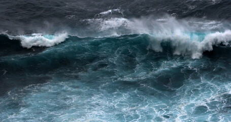 Waves in Atlantic Ocean, Porto Moniz, Madeira Island Portugal - obrazy, fototapety, plakaty