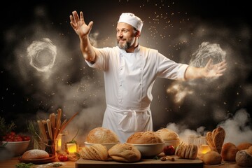 A professional baker bakes beautiful bread