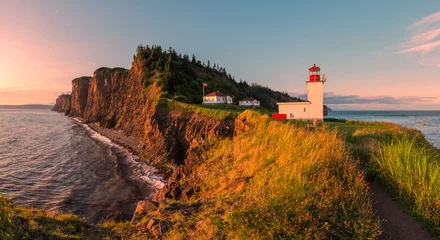 Photo sur Aluminium Canada Cape D'or Lighthouse at sunset