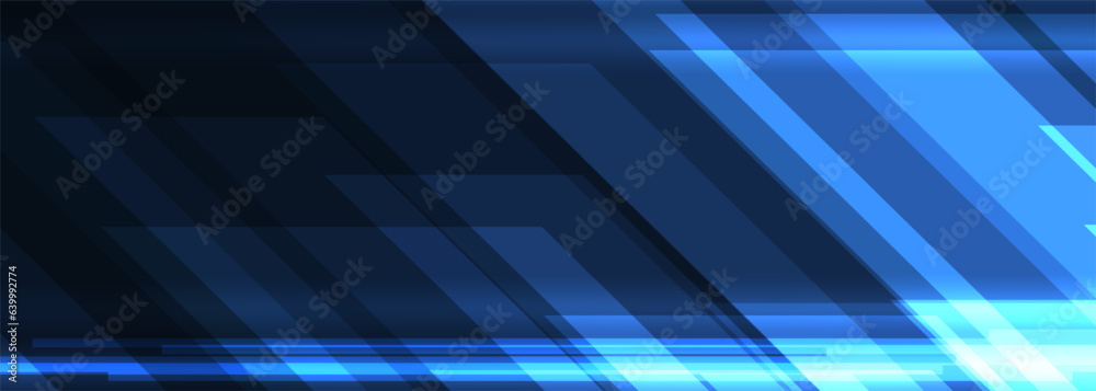 Canvas Prints dark blue technology abstract background with geometric diagonal lines. vector illustration wide ban