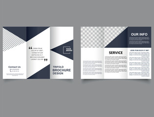 Corporate trifold brochure with triangles. Tri-Fold Brochure. Vector.