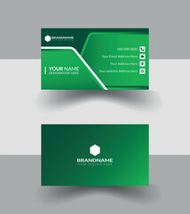 Modern Business Card with Lush Green Gradient Background corporate design lebel.Very smart and memorize business card design.Unique design for green color combination.Smart  color combination car