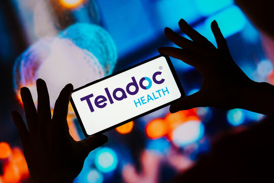 August 27, 2023, Brazil. In this photo illustration, the Teladoc Health logo seen displayed on a smartphone.