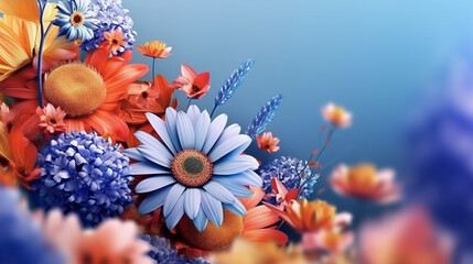 Obraz na płótnie Canvas Minimalistic floral summer background Generative AI