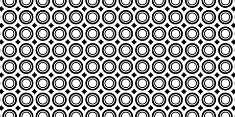 Abstract modern minimal black and white monochrome geometry double outline circles and squares polka dot grid texture on white background