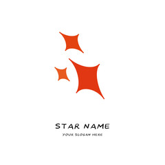 dynamic four pointed red stars logo design flat minimal in white