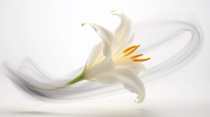 Lily flowers border design. Beautiful flower card. Empty place for a text. Generative AI. Illustration for cover, card, postcard, brochure, advertising or presentation.