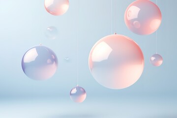 Floating spheres 3d rendering empty space for product show on pastel background. Generative AI