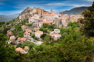 Fototapeta na wymiar Ancient mountain village of Speloncato in the Balagne region of Corsica island, France