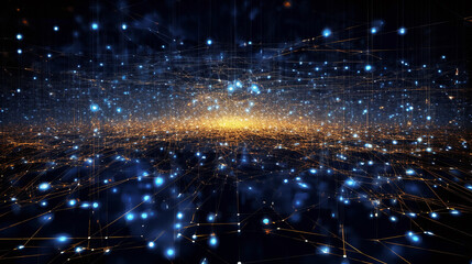 Abstract technology background with glowing lines and bokeh