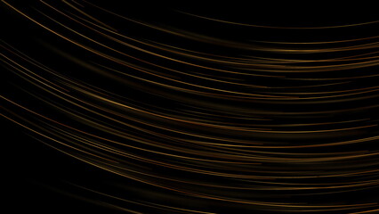 Golden curved wavy lines on black background