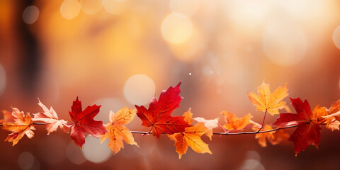 Naklejka na ściany i meble Autumn Adventures, Vibrant Maple Leaves Embrace Year-End Bliss