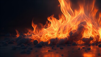 Obraz premium Bonfire in the middle of the city at night, burning old things during an infectious disease, generating AI