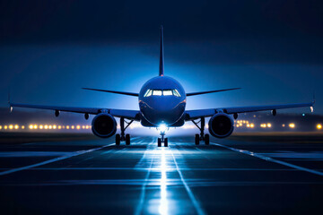 Fototapeta na wymiar airplane at the airport at night