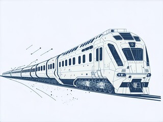Modern train moving. AI generated illustration