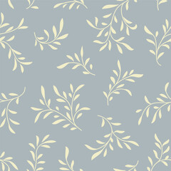 Floral seamless pattern. Branch with leaves ornamental texture. Flourish nature summer garden textured background