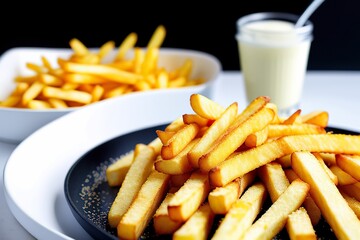 french fries in a white bowl