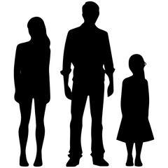 Vector illustration silhouettes of family on a white background